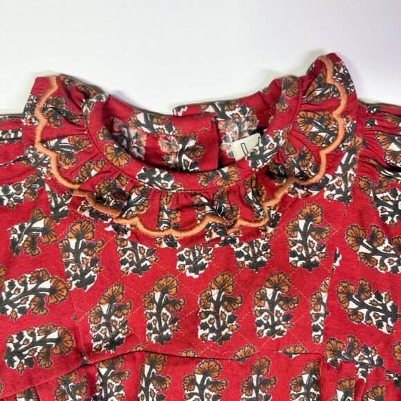 NWT Lali Kids 6M One-Piece Floral Cotton Romper Red Black Block Print - Picture 9 of 11